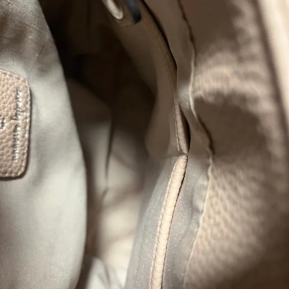 Nanette Lepore pebbled vegan leather backpack in a light pink or beige color. - Picture 3 of 9